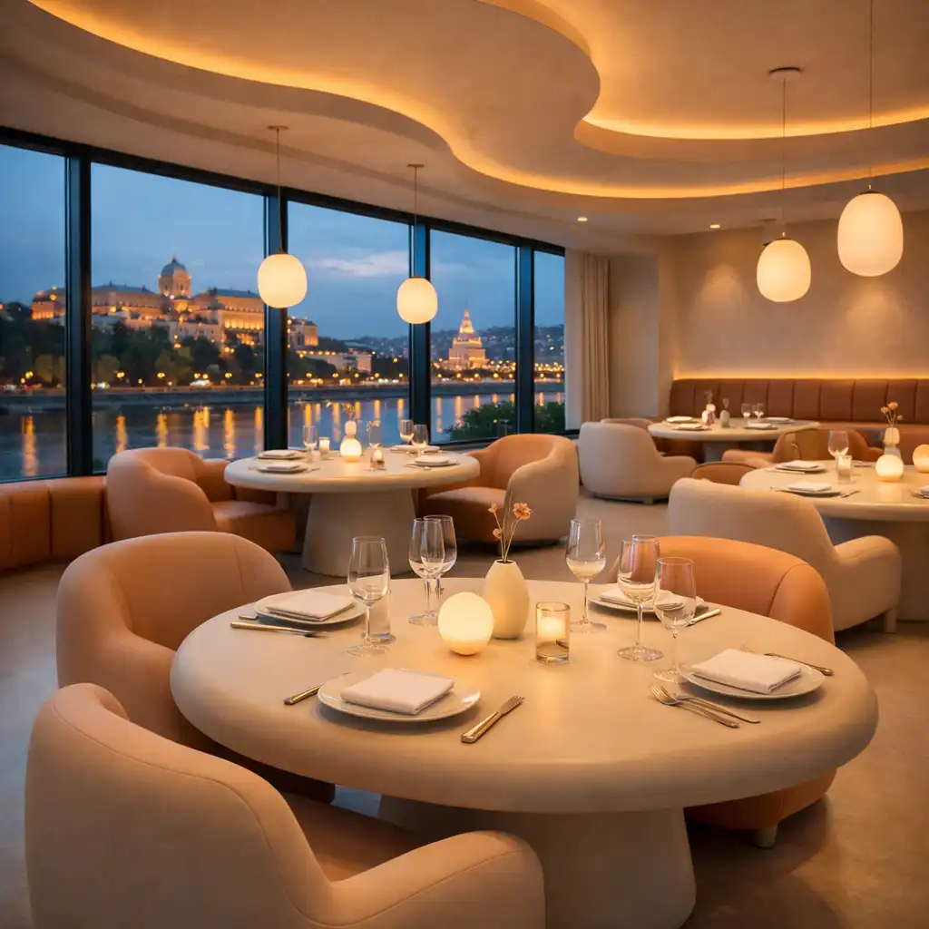 Modern éttermi belső tér lounge hangulattal